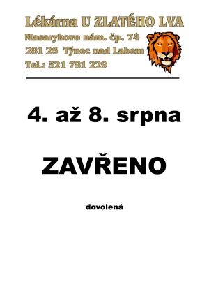lékárna dovolená